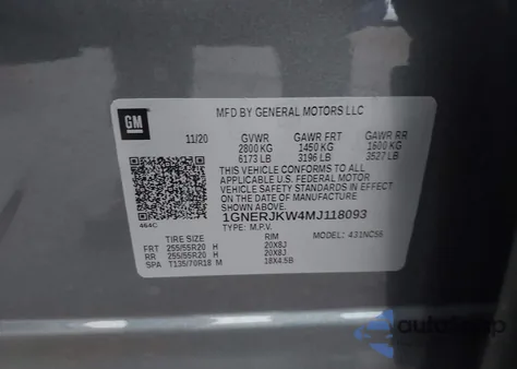 2021 Chevrolet Traverse Fwd Rs from USA, damaged, VIN 1GNERJKW4MJ118093